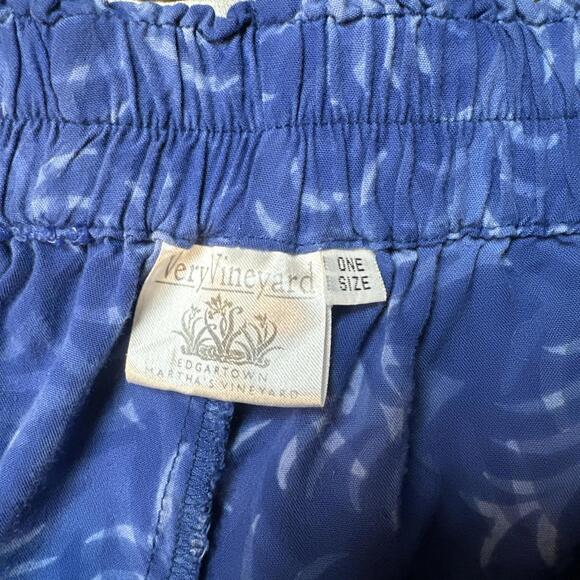Very‎ Vineyard Women’s Pants One Size Blue Printed Pull On Boho Artsy Edgartown - Picture 5 of 6